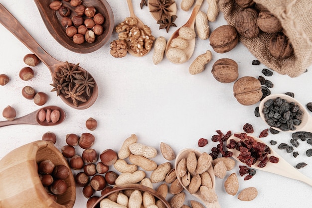 Top view of nuts arrangement