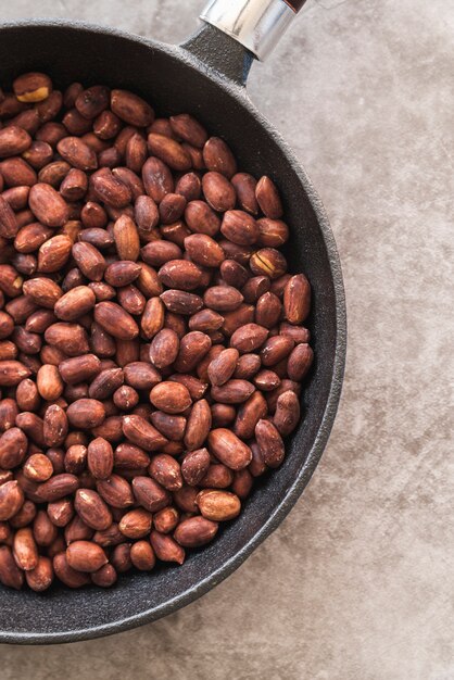 Top view of nuts in pan