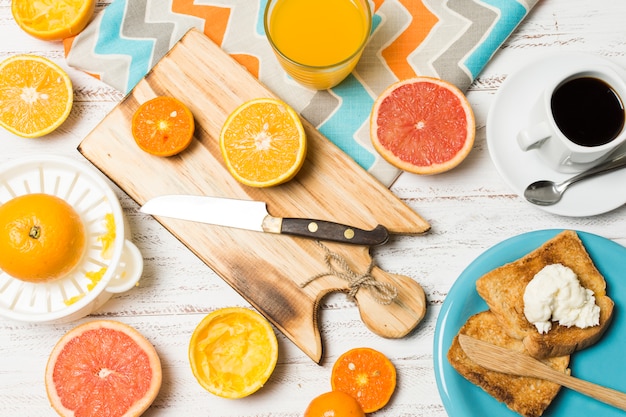 Top view oranges for breakfast