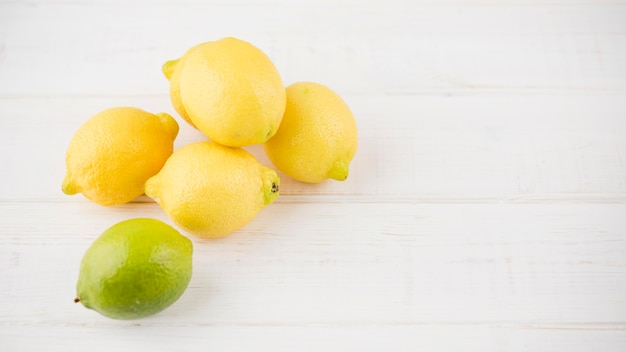 Top view organic lemons on the table