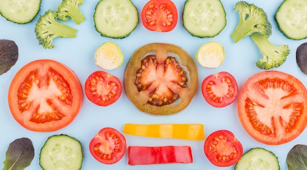 Top view organic selection of vegetables