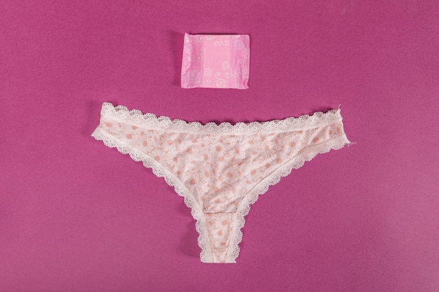 Free photo top view panties with sanitary towel