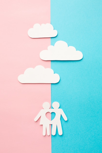 Free photo top view paper cut family concept