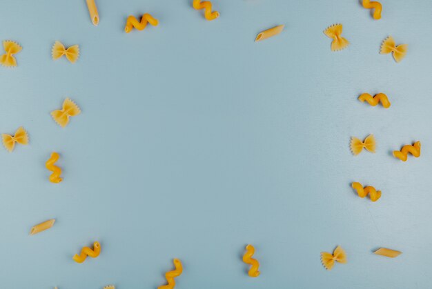 Top view of pasta in a frame shape