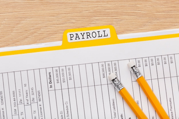 Free Photo top view payroll concept with document