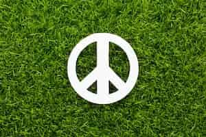 Free photo top view of peace sign on grass