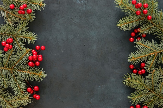 Top view pine needles and mistletoe