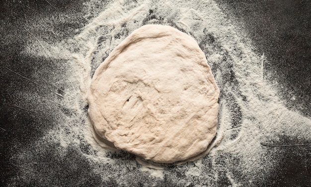 Top view pizza dough