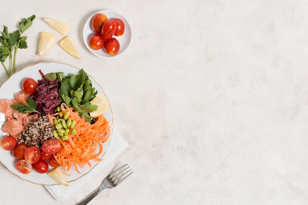 Free Photo top view of plate of healthy food