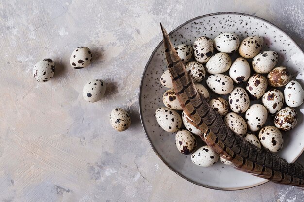 Top view plate with quail eggs