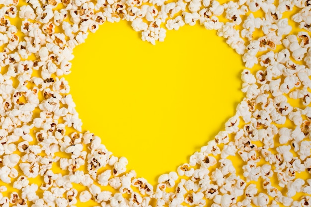 Top view popcorn heart shape