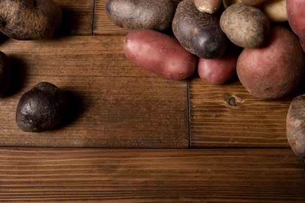 Top view of potatoes with copy space