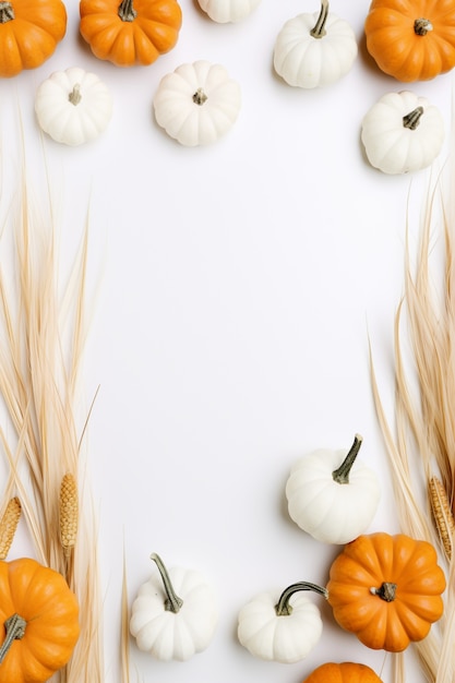 Top view pumpkins arrangement