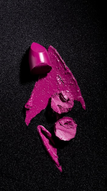 Top view purple lipstick texture