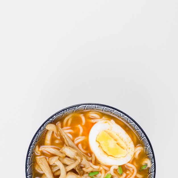 Free photo top view of ramen bowls