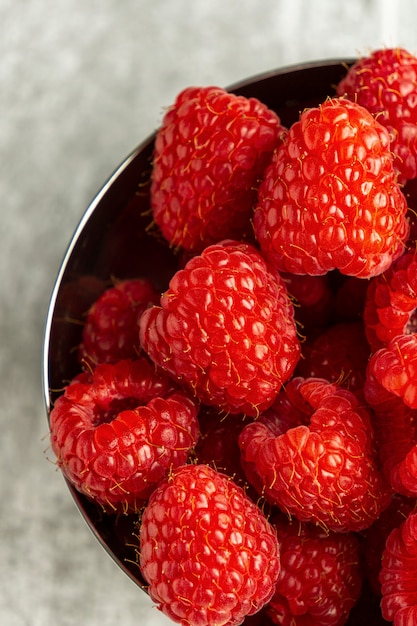 Top view raspberries arrangement