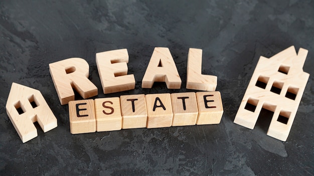 Free Photo top view real estate lettering