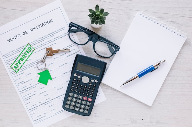 Free photo top view of realtor working desk