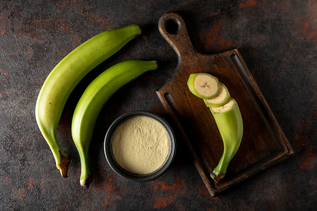 Free photo top view  recipe with plantain banana