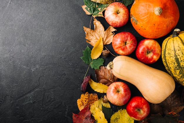 Free photo top view of ripe vegetables and leaves