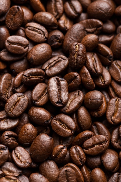 Top view roasted coffee beans