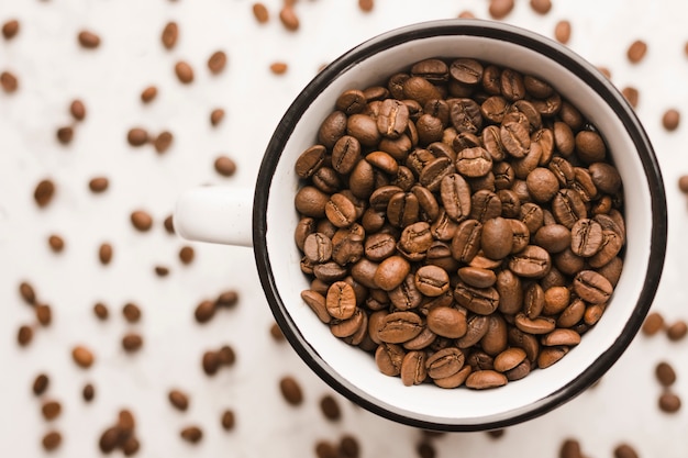 Top view roasted coffee beans