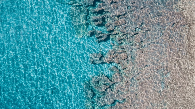 Top view on rocks under water