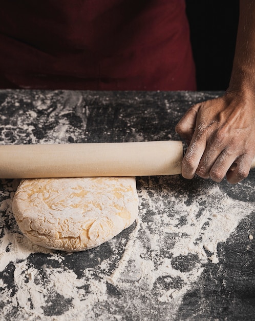 Top view rolling dough composition