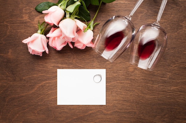 Top view romantic arrangement mock-up