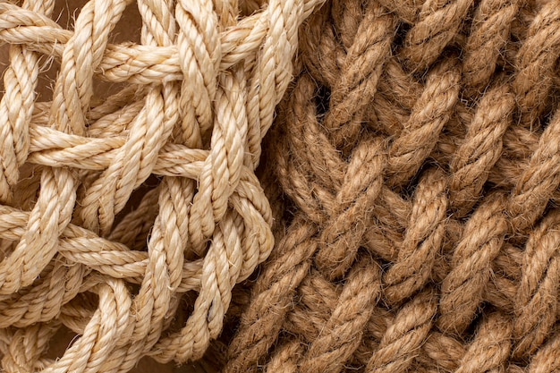 Top view rope texture composition close-up