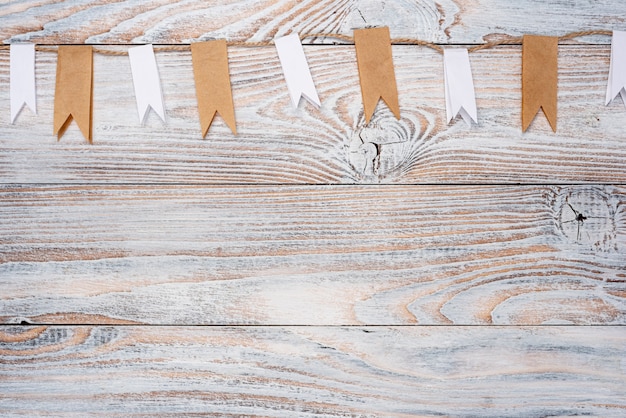 Top view of rope on wooden table