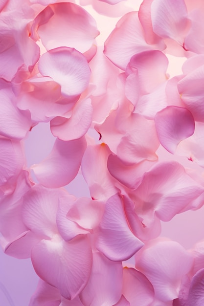 Top view rose petals arrangement