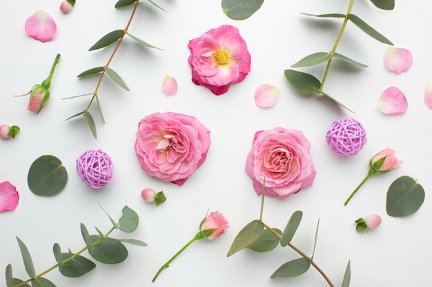 Top view roses petals