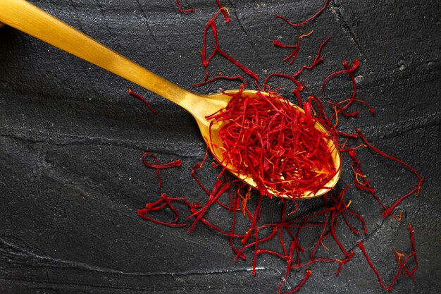 Top view saffron still life arrangement