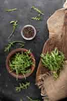 Free photo top view salad ingredients