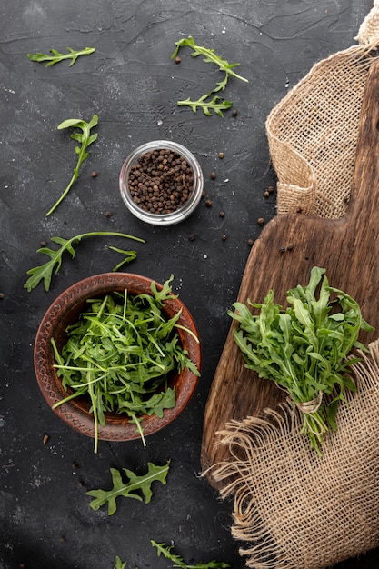 Top view salad ingredients