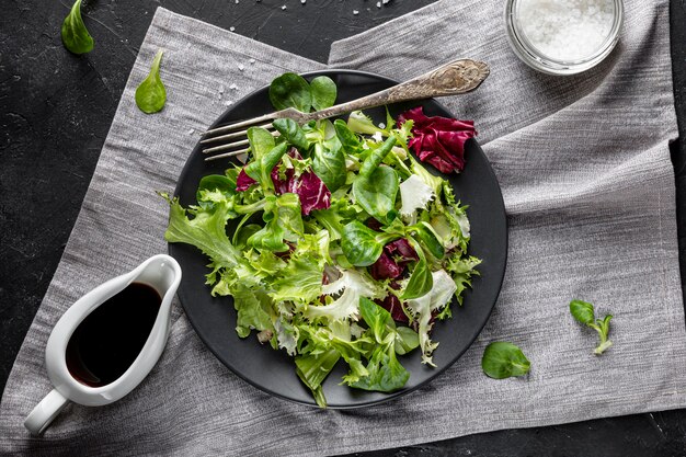 Top view salad with different ingredients