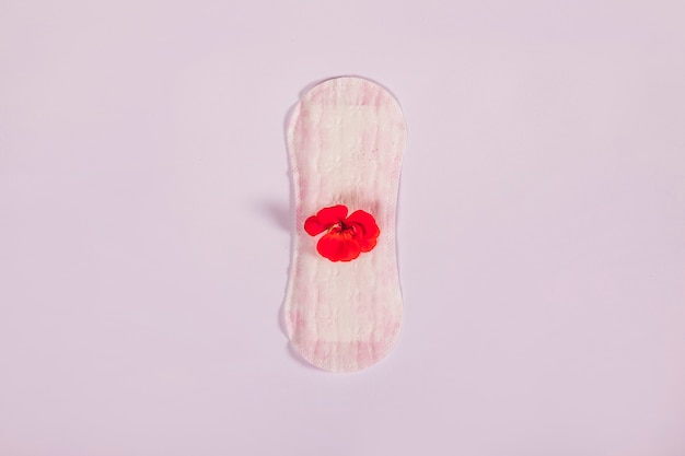 Free Photo top view sanitary towel with flower