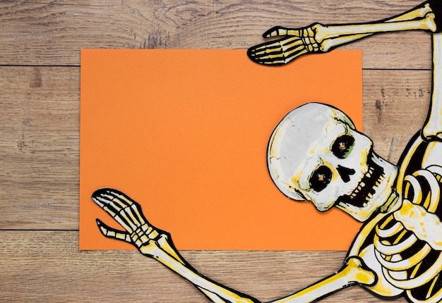 Free Photo top view scary halloween skeleton