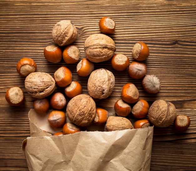 Top view seasonal nuts arrangement