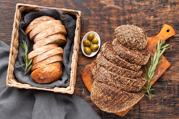 Top view of seed bread concept