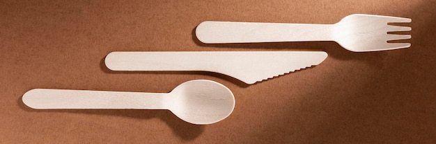 Free Photo top view set of bio cardboard cutlery