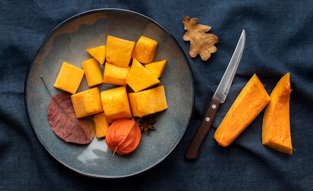 Top view slices of pumpkin