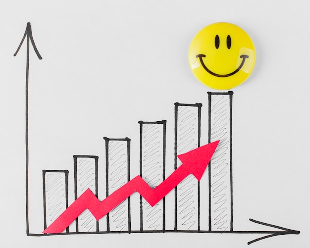 Top view of smiley face and growth chart