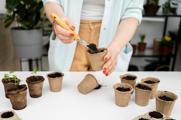 Free Photo top view soil for plants