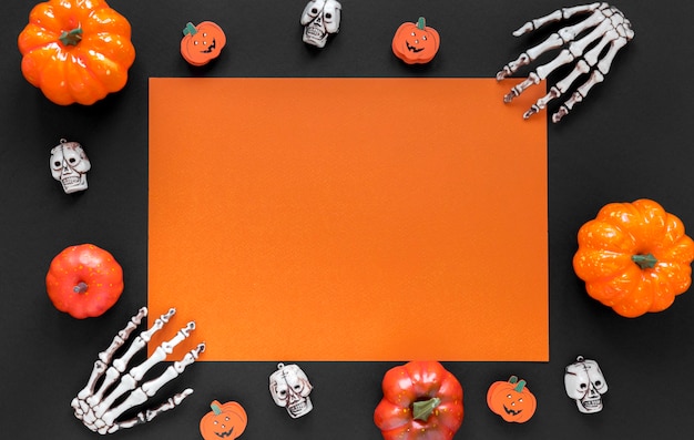 Free photo top view spooky halloween elements