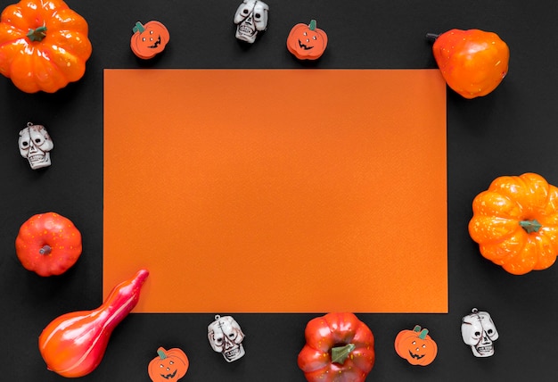 Free Photo top view spooky halloween elements