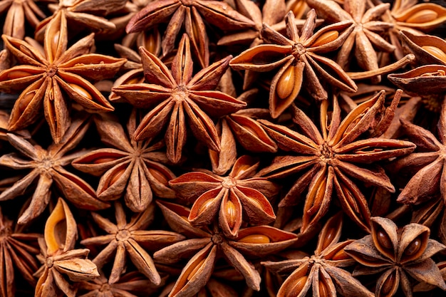 Free Photo top view of star anise spice