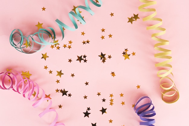 Top view star metallic confetti