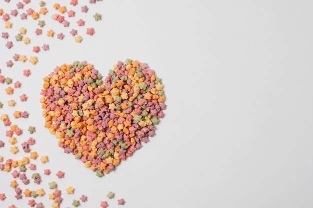 Top view star shaped cereals with copy-space